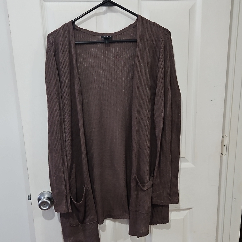 Torrid Chocolate Ribbed Cardigan Size‎ 2